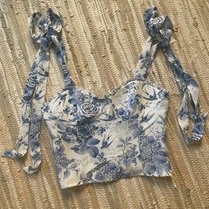 Blue & White Bustier Top